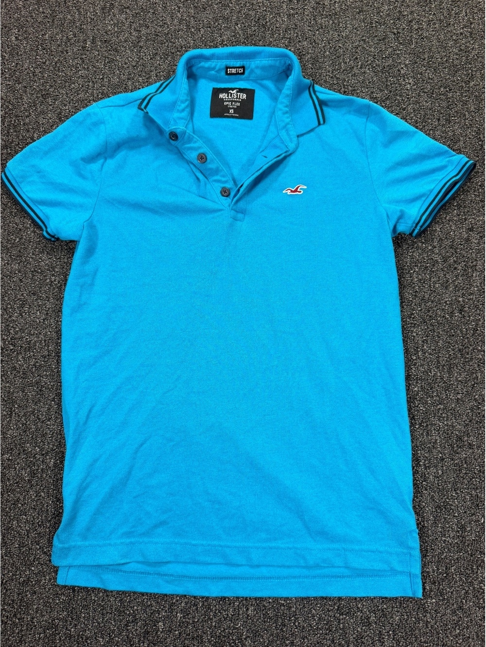 Vintage y2k Hollister California Epic Flex Stretch Polo Shirt XS Blue